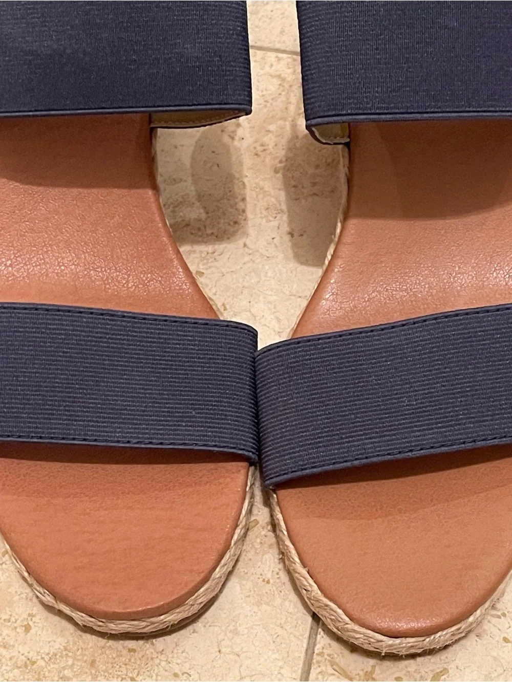 NWOT Tommy Bahama elastic band navy wedge espadrilles in size 10